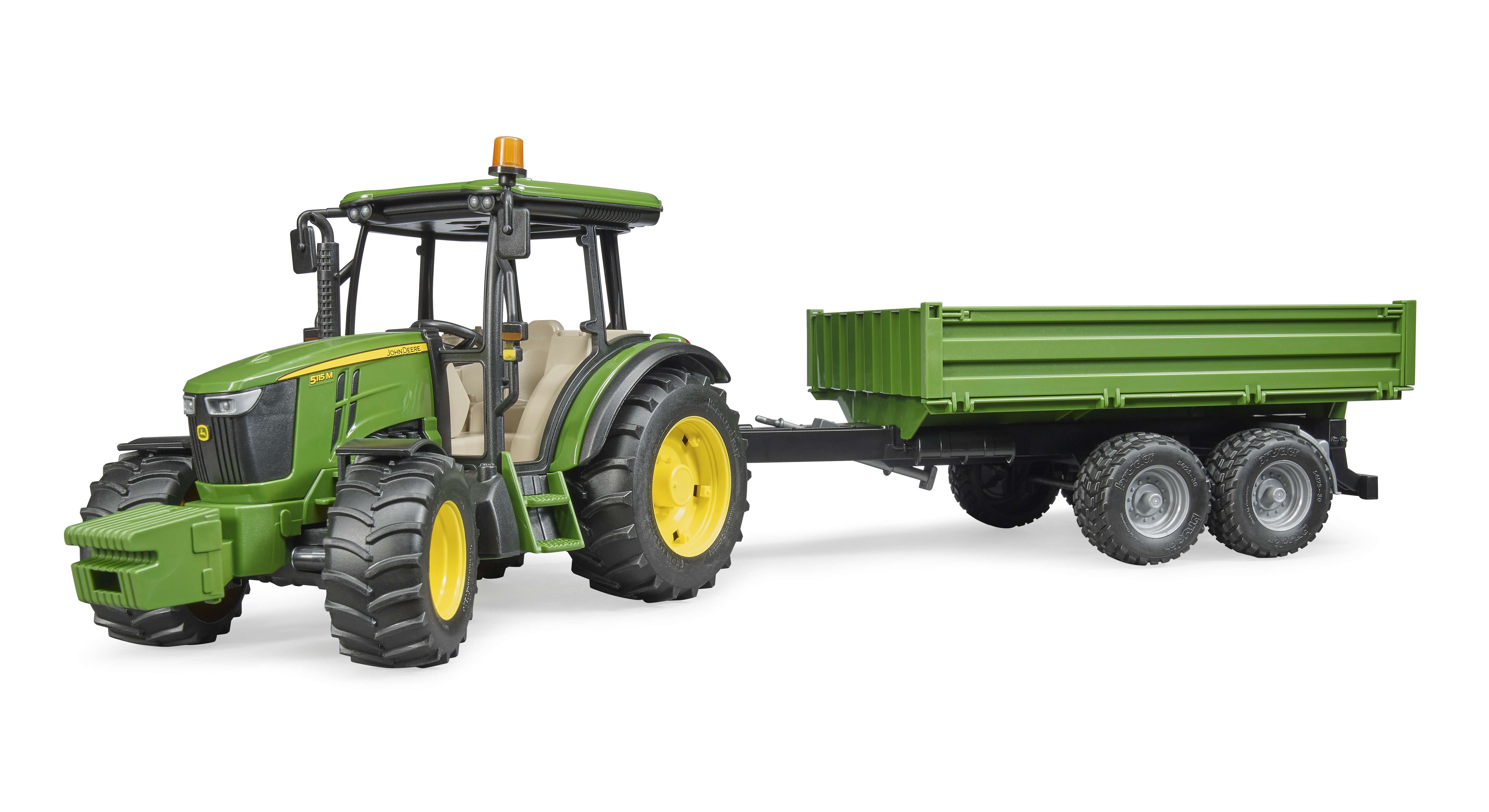 BRUDER 02108 - John Deere 5115 M mit Bordwandanhänger