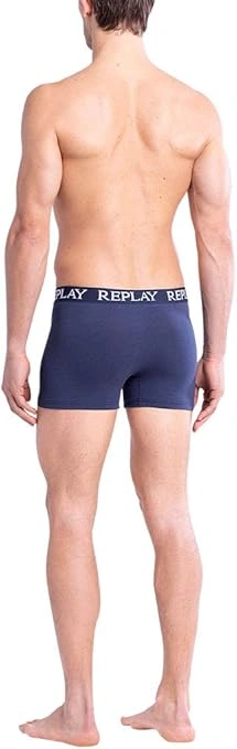 REPLAY Herren Boxershorts I101005GI - Grau/Indigo, 2er Pack mit Logo-Bund GR. L REPLAY Herren Boxershorts I101005GI - Grau/Indigo, 2er Pack mit Logo-Bund GR. L