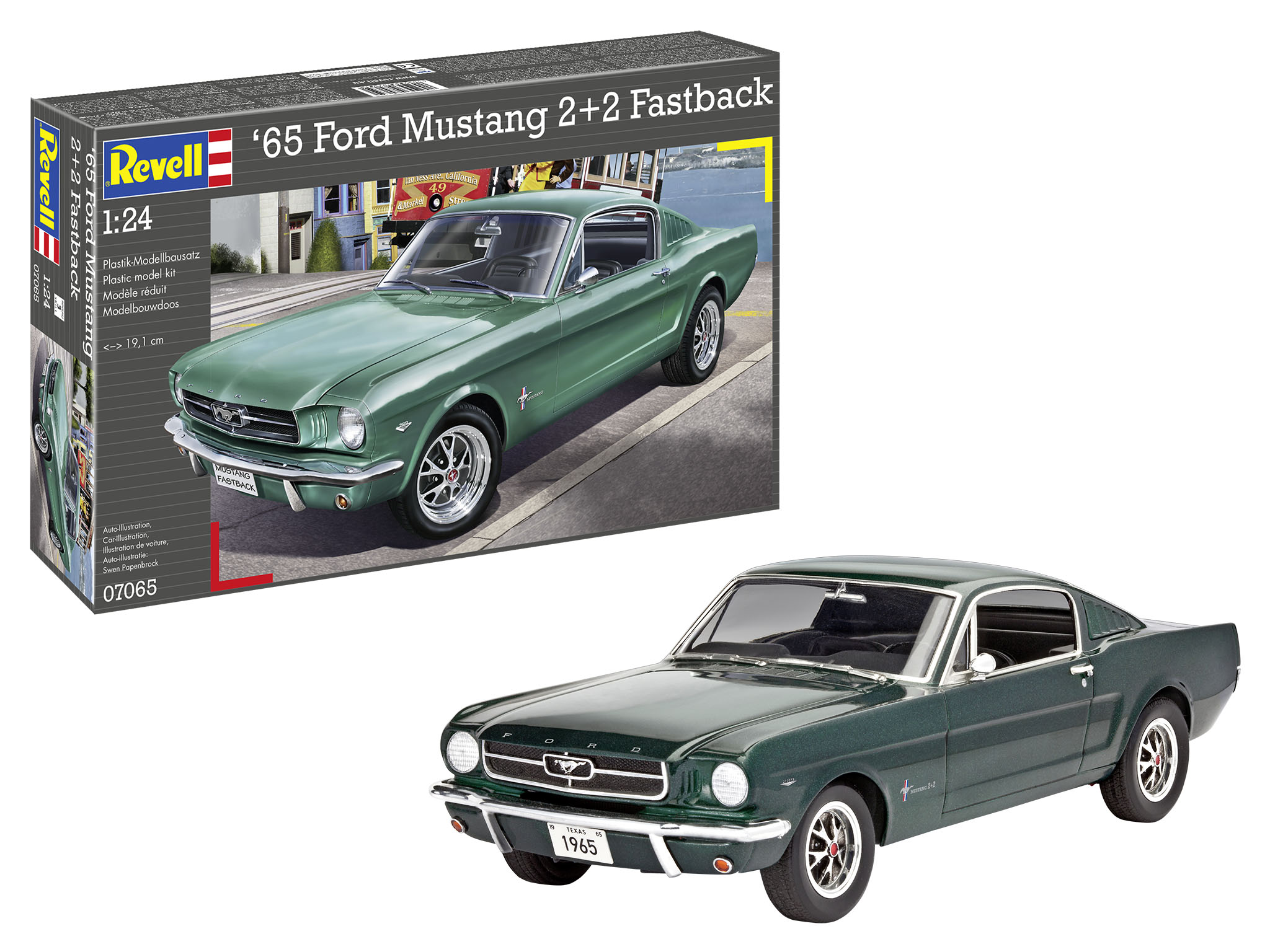 Revell 07065 1965 Ford Mustang 2+2 Fastback Modellbausatz Auto, Limousine, Coupe, Leichtmetallfelge, Rad