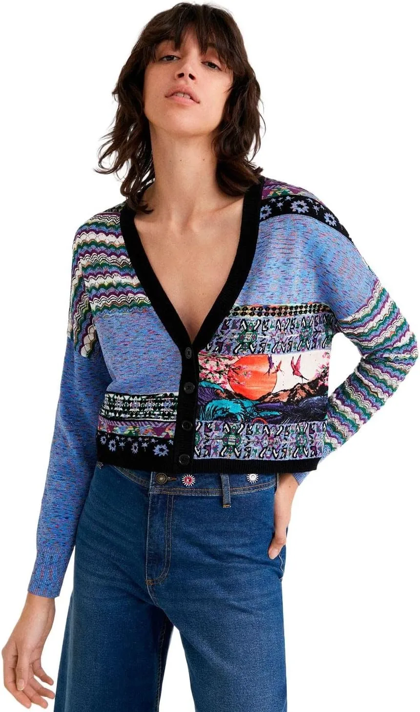 Desigual Damen Strickjacke „JERS Crepúsculo“ - Blau 22SWJF54 GR. L Desigual Damen Strickjacke „JERS Crepúsculo“ - Blau 22SWJF54 GR. L