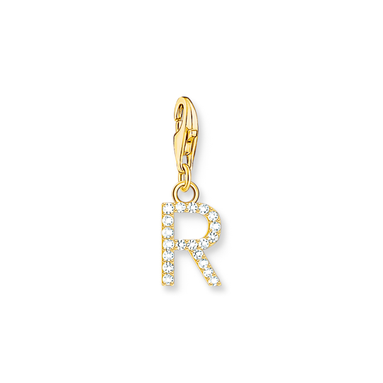 Thomas, Sabo, Anhänger, Charm-Club, Buchstabe, R, Vergoldet, Gelbgold, Zirkonia, Weiß, 1981-414-14, Zubehor, Ohrring, Schmuck, Person