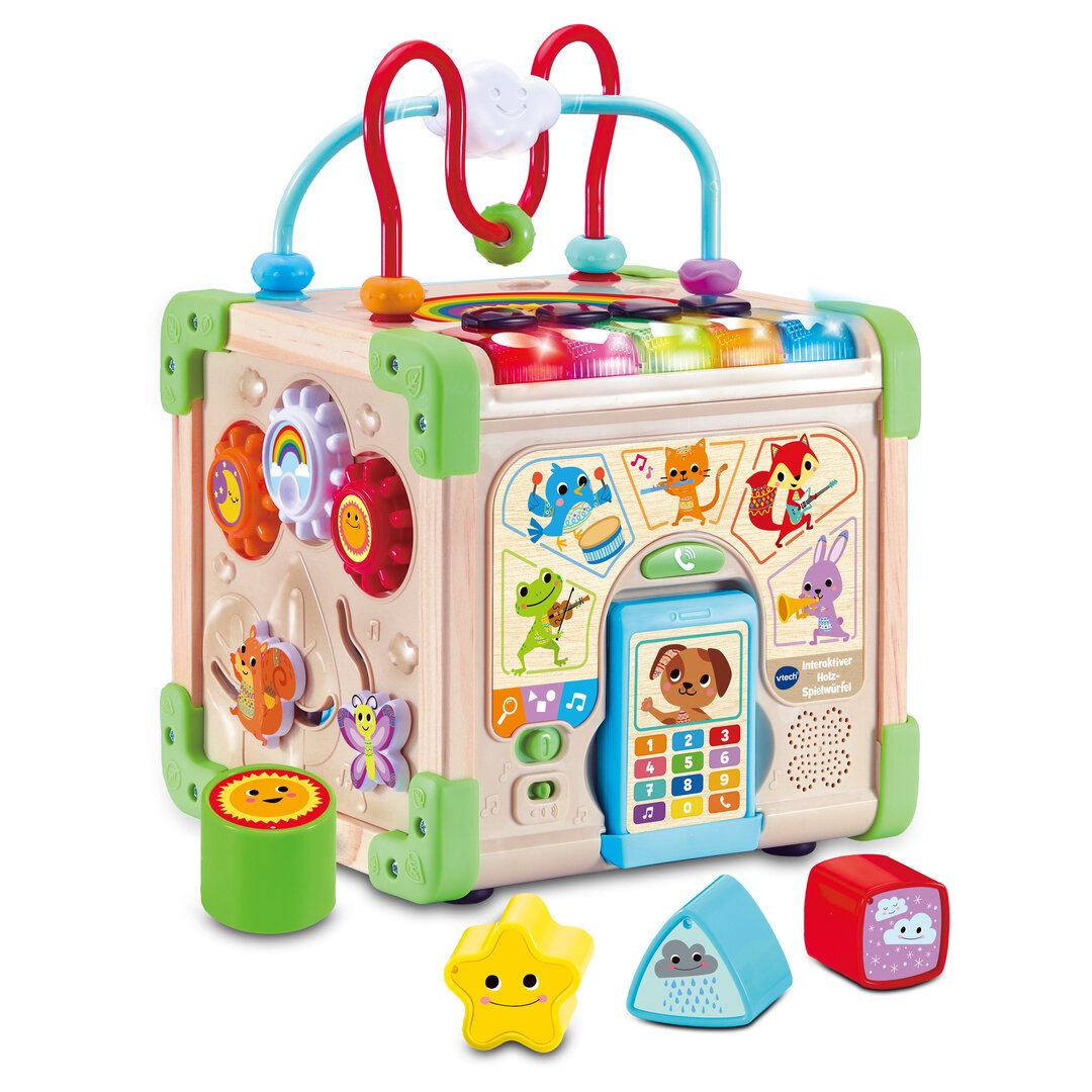VTech Interaktiver Holz-Spielwürfel (80-617104) Spielzeug