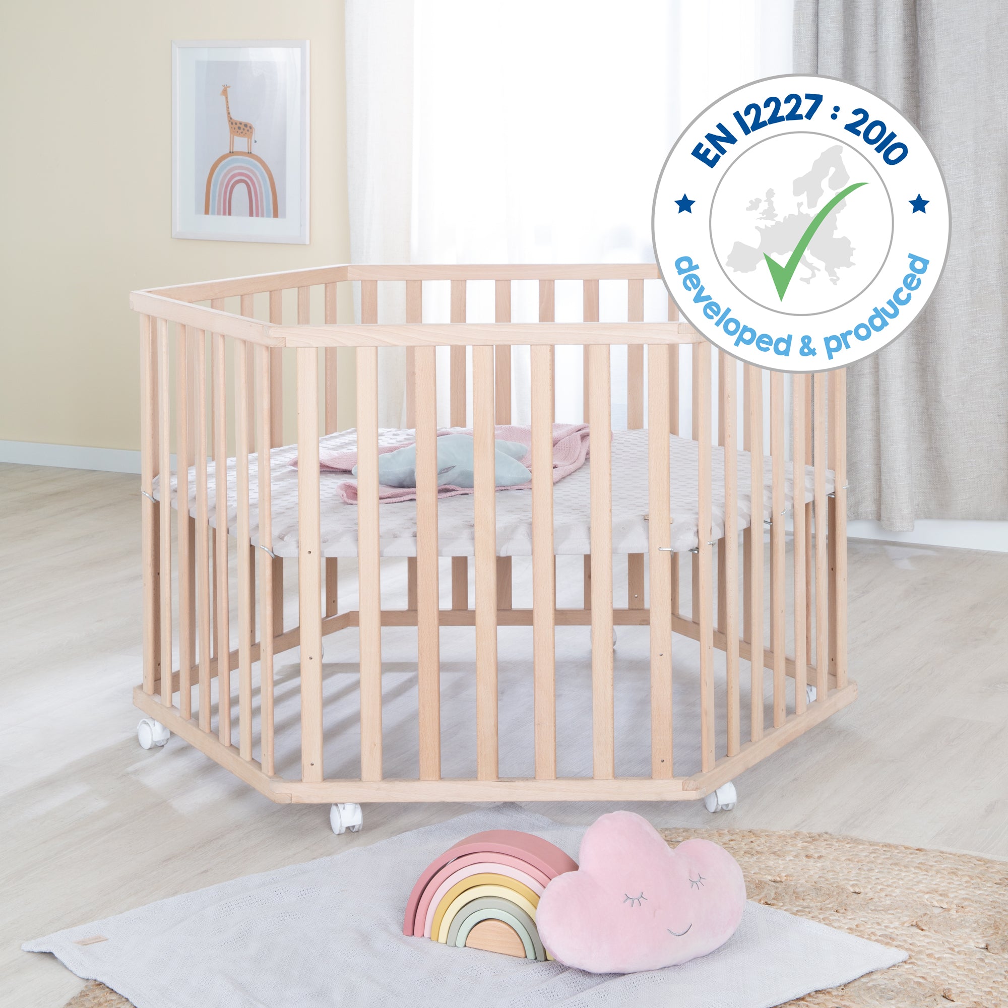 Roba 0232NAG227 Laufgitter 6-eckig Lil Planet grau Bio Buche natur - Produktbild 9