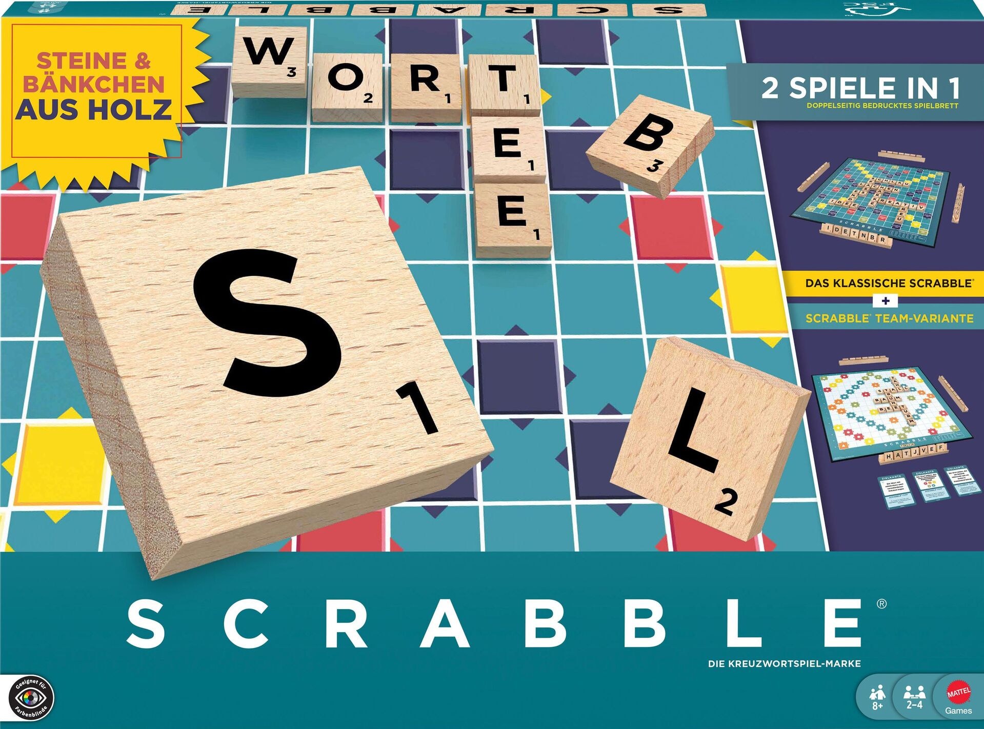 Scrabble Original Holz 2 in 1 (D) - Mattel - MATTEL JGR62 Produktfoto - Mattel - Scrabble Original Holz 2 in 1 (D) - Modell MATTEL JGR62 Produktbild fuer Online-Shop