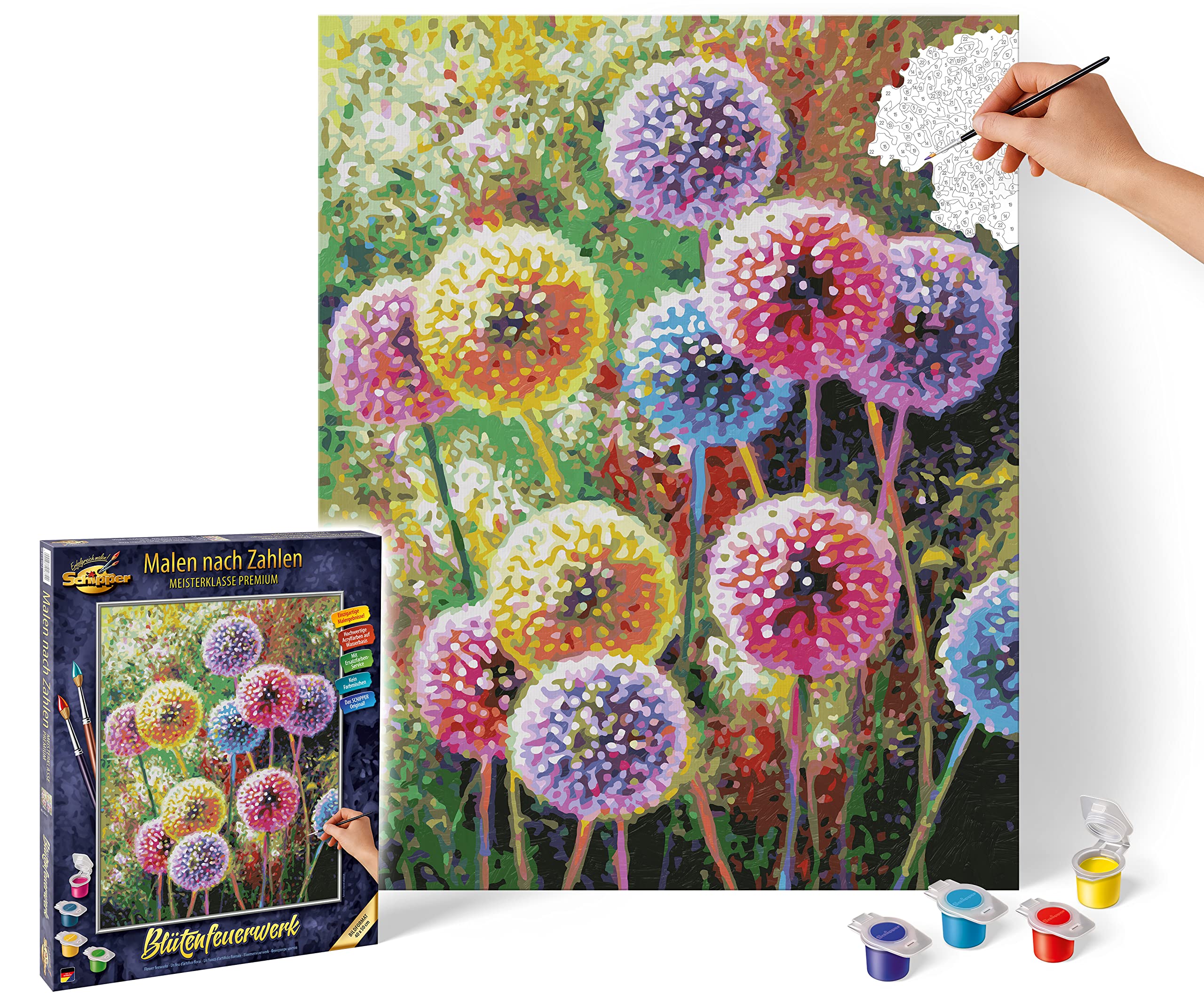 Schipper Mnz - Blütenfeuerwerk - Farbenfrohes Malset Für Kreative Momente 609130872 Dahlie, Blume, Pflanze, Pinsel, Werkzeug