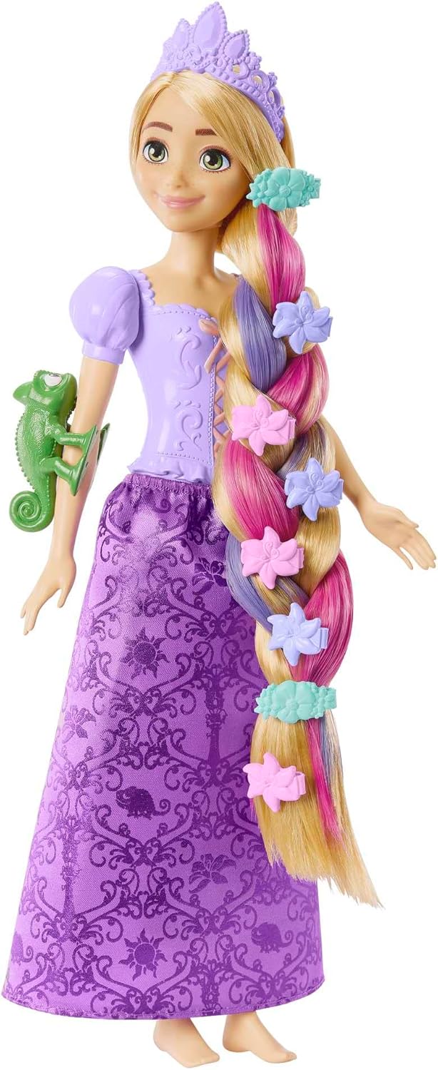 Disney Princess Rapunzel Haarspiel-Puppe Magisches Styling mit Farbwechsel-Effekt HLW18 Puppe, Spielzeug, Figur, Gesicht, Person