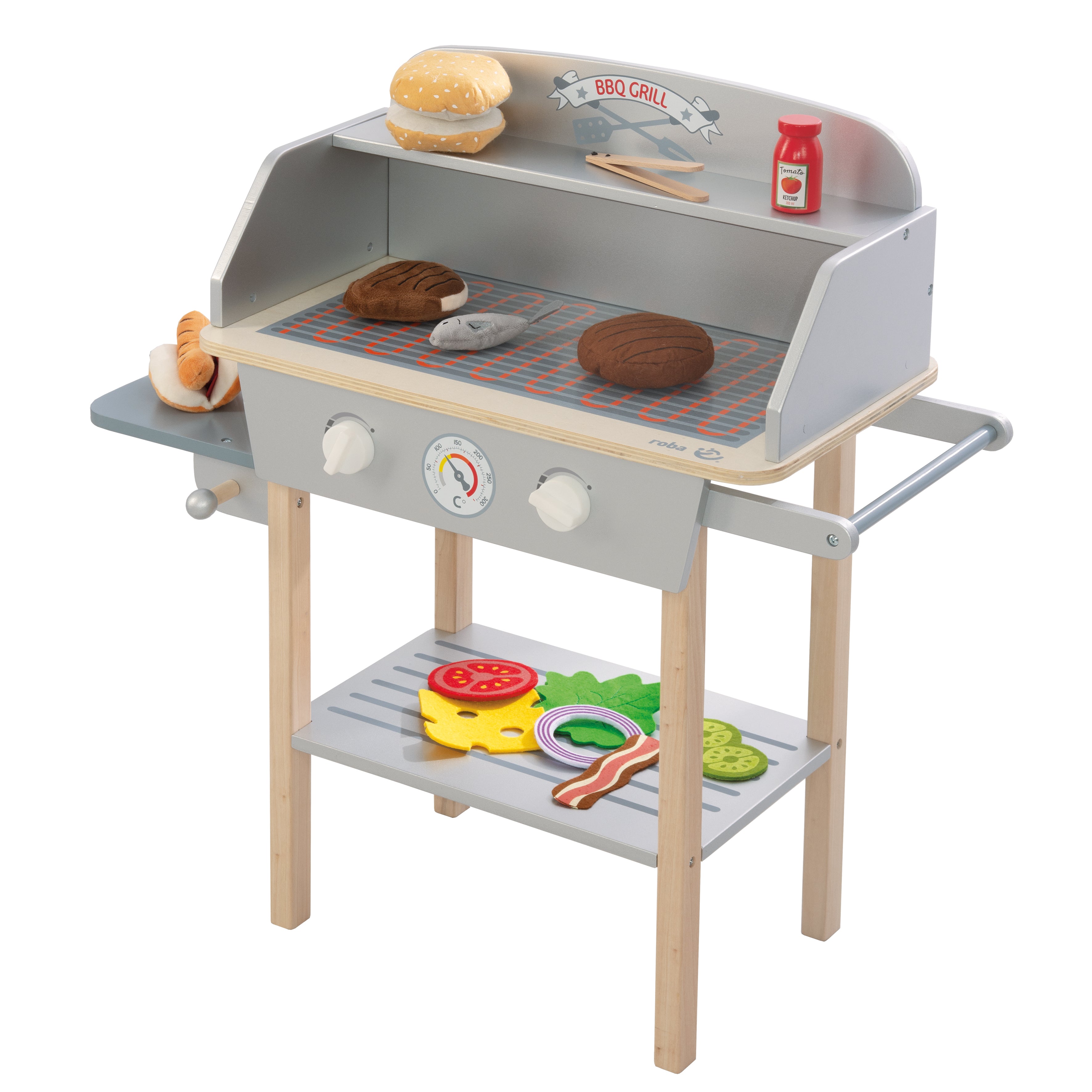 Roba 480212ZU BBQ Grill mit Zubehör grau-braun – Rollenspiel - Bild 5 Roba 480212ZU BBQ Grill mit Zubehör grau-braun – Rollenspiel - Produktbild 5