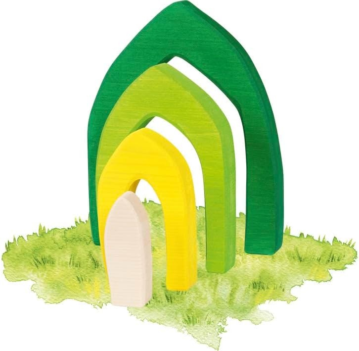 GOKI 58471 Bausteine Vier Jahreszeiten - aus Ahornholz. Made in Europe Bogen, Architektur