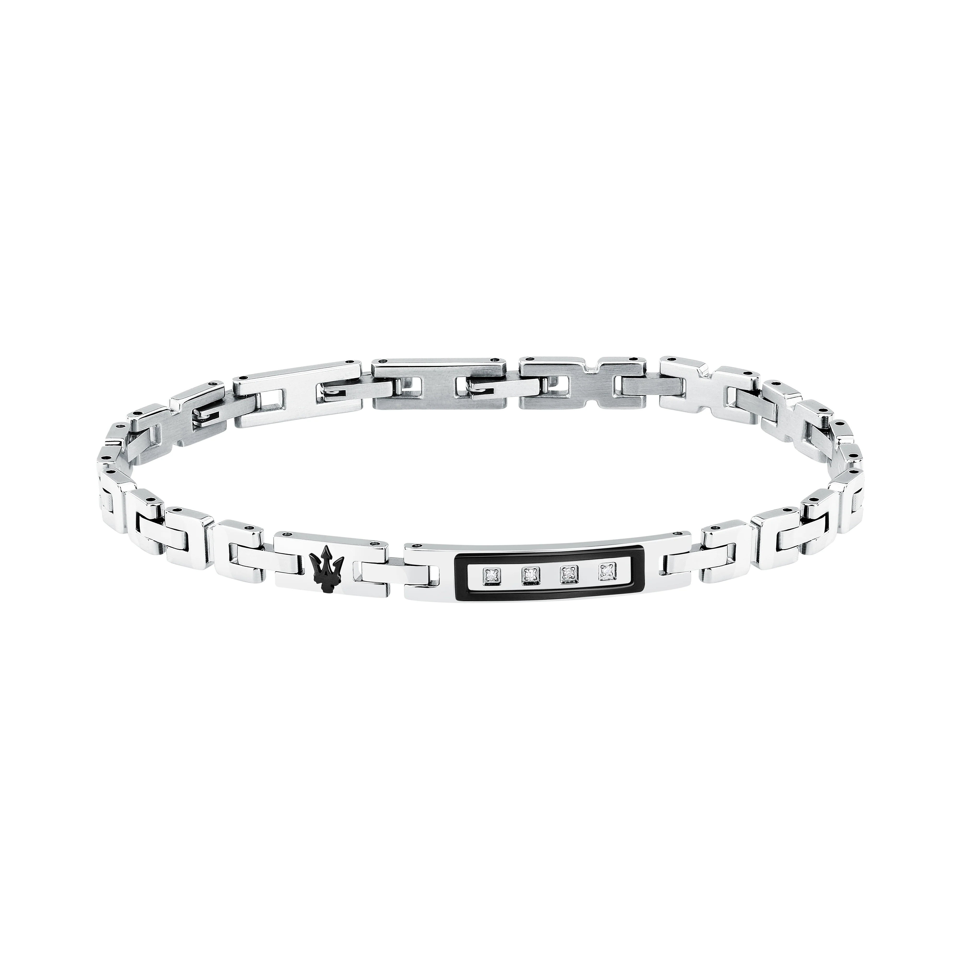 Maserati Armband Herren Silber/schwarz 18+3.5cm Maserati Armband Herren Silber/schwarz 18+3.5cm