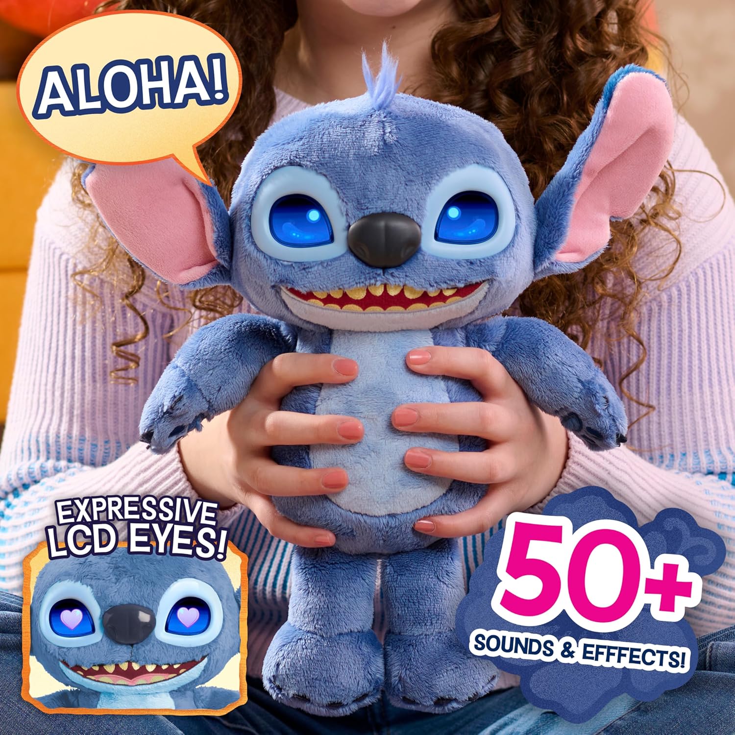 Disney Stitch Many Moods - Interaktives Plüschtier mit LCD-Augen & über 50 Sounds 11583 Plüsch, Spielzeug