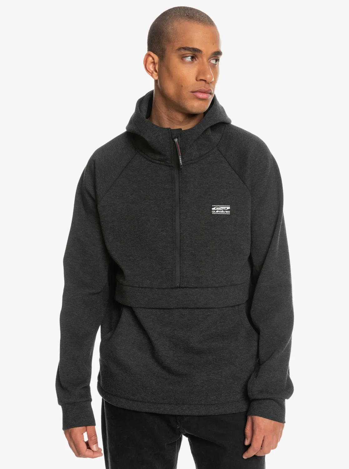 Quiksilver, Step, Off, Kapuzenpulli, mit, Halbreißverschluss, für, Männer, Anthrazit