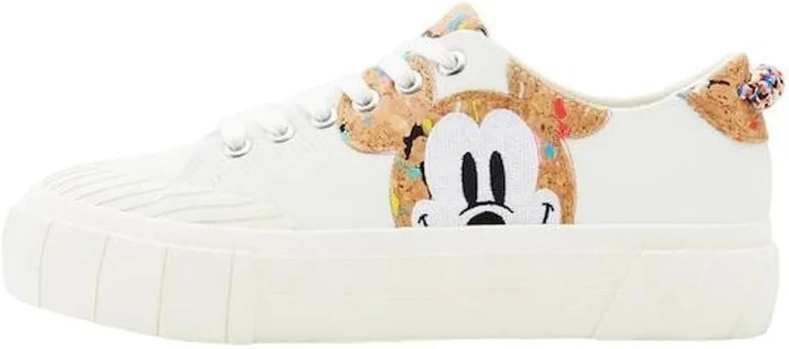 Desigual Damen Sneaker - Weiße Street-Schuhe mit Mickey-Design und Korkdetails 23SSKP101000 GR. 40 Desigual Damen Sneaker - Weiße Street-Schuhe mit Mickey-Design und Korkdetails 23SSKP101000 GR. 40