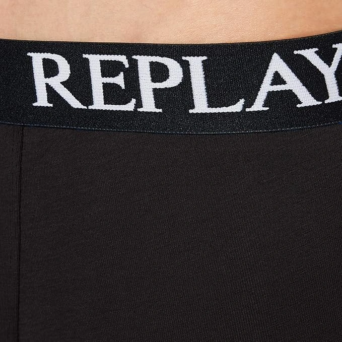 REPLAY Herren Boxershorts I101005BK - Schwarz, 2er Pack mit Logo-Bund GR. L REPLAY Herren Boxershorts I101005BK - Schwarz, 2er Pack mit Logo-Bund GR. L