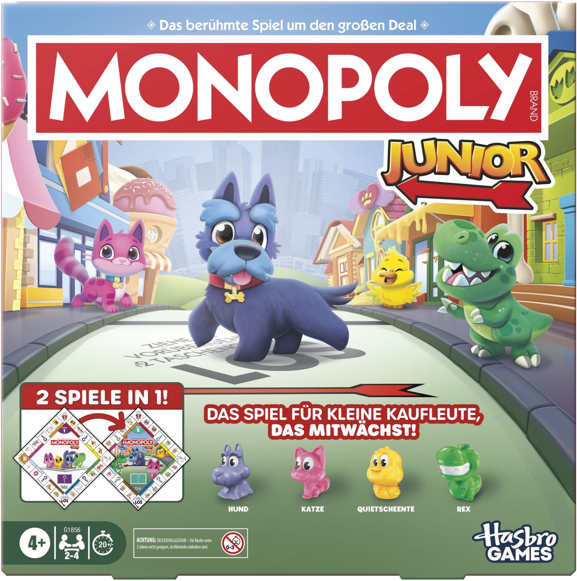 Produktfoto - Hasbro - Monopoly Junior Square 2 In 1 - Modell HASBRO G1856100 Produktbild fuer Online-Shop
