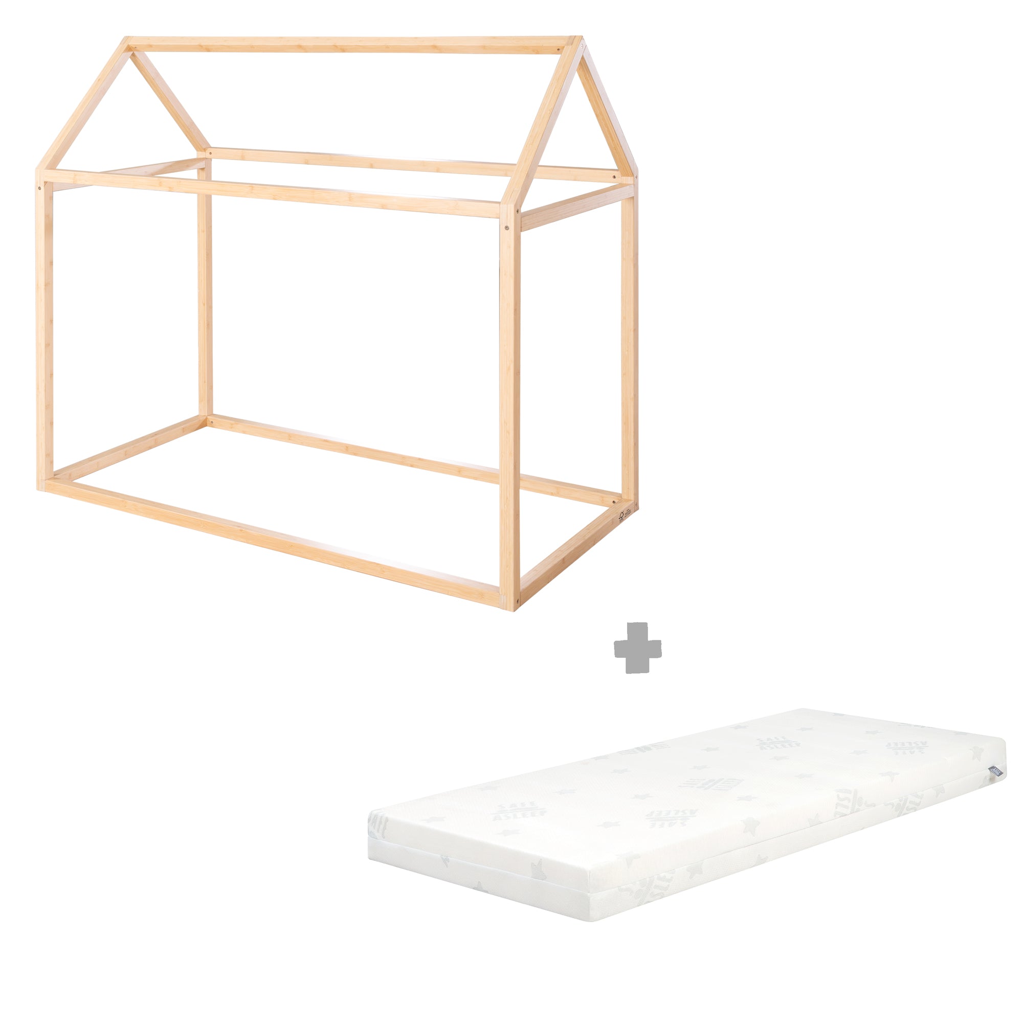 Roba 1061860BBZU Set Hausbett mit Matratze Bambus - Bambus - Produktbild 1