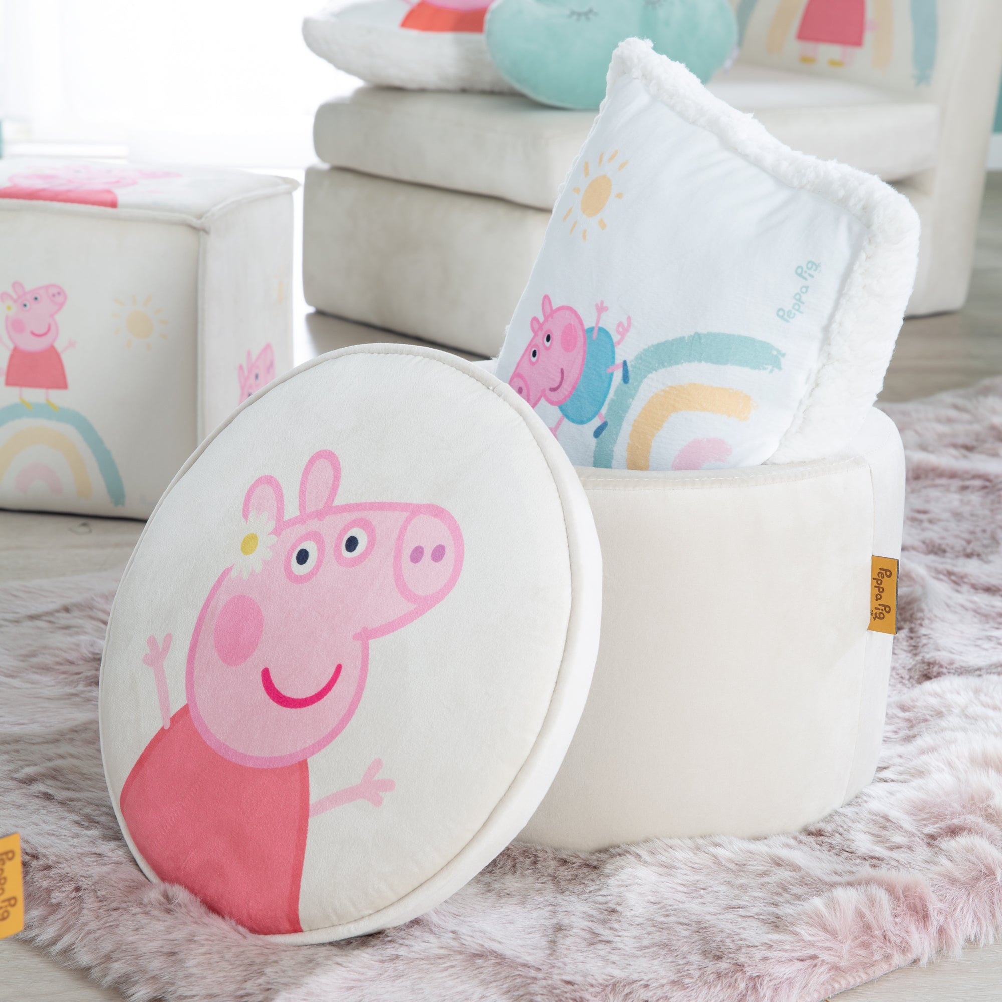 Roba 450142PP1 Kinderhocker rund Peppa Pig beige – Spielmöbel - Bild 2 Roba 450142PP1 Kinderhocker rund Peppa Pig beige – Spielmöbel - Produktbild 2
