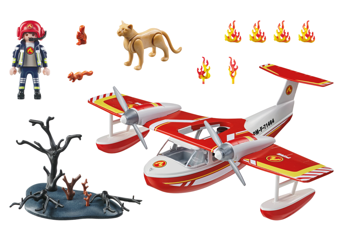 PLAYMOBIL 71463 Feuerwehrflugzeug mit Löschfunktion Flugzeug, Transport, Fahrzeug, Person