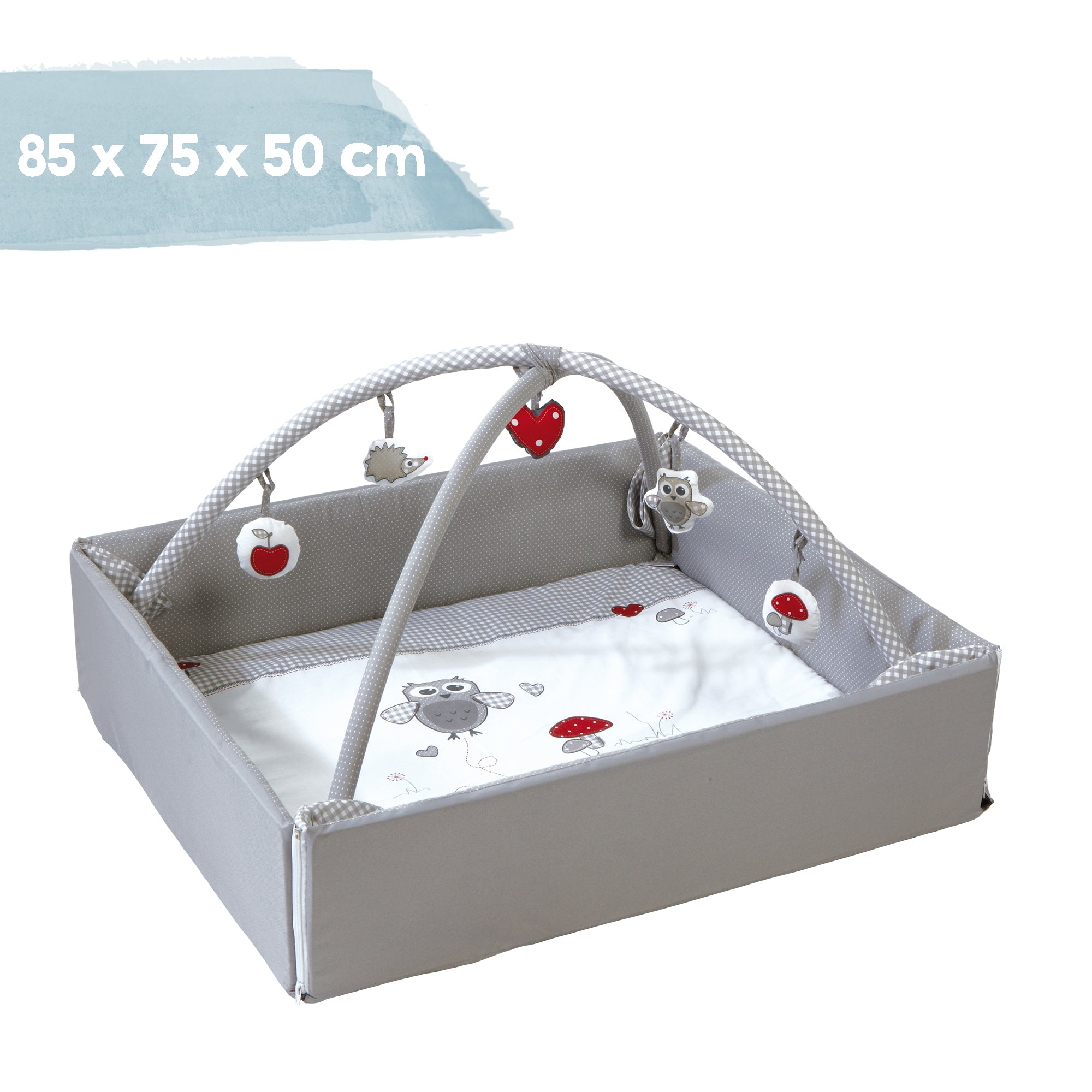 Roba 75001S148 Baby Nest mit Spielbogen Adam & Eule grau – Babynester - Produktbild 6