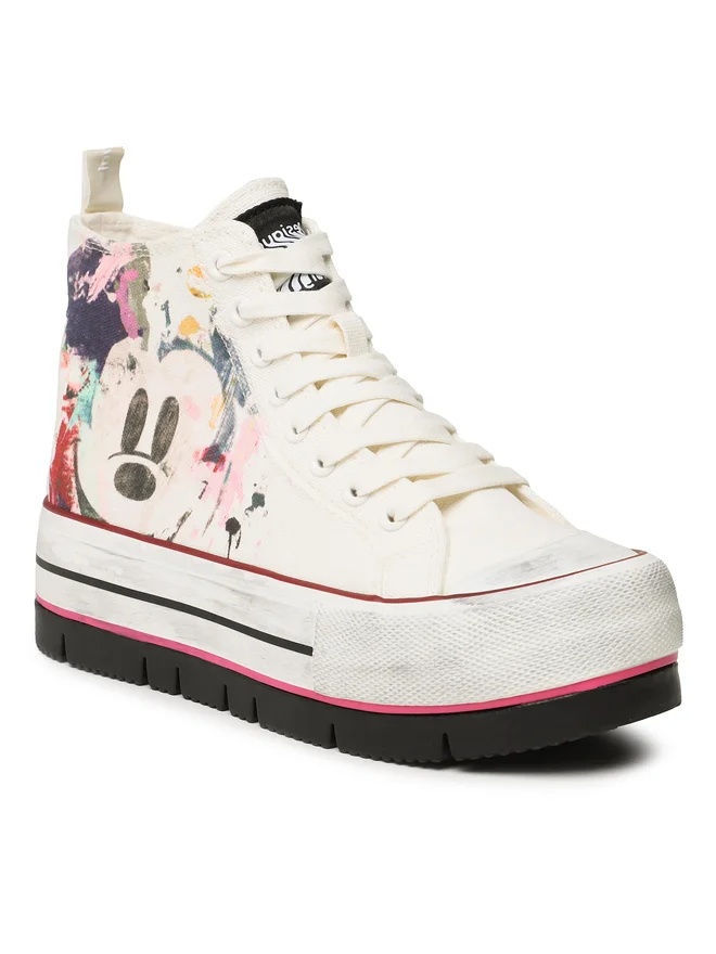 Desigual Damen Sneaker - Weiße Plateau-Schuhe mit Mickey-Motiv 23SSKA461000 GR. 41 Desigual Damen Sneaker - Weiße Plateau-Schuhe mit Mickey-Motiv 23SSKA461000 GR. 41