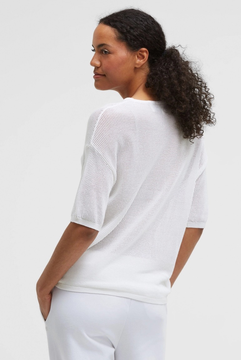 SENSES Kurzarm-Pullover KA:YA mit Mesh-Struktur opticwhite