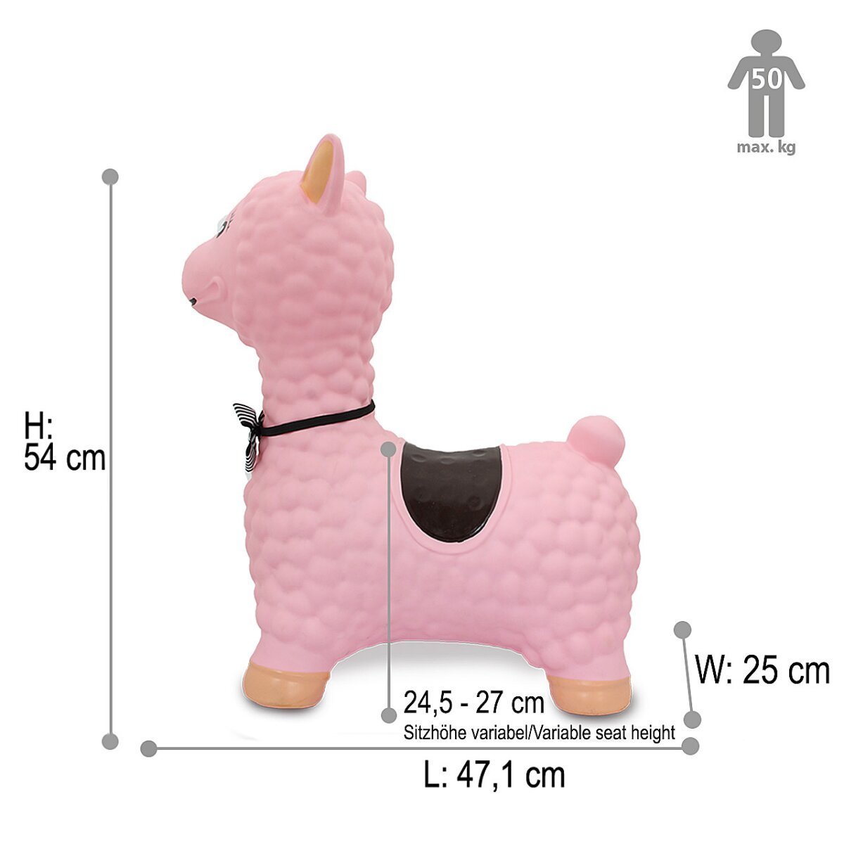 JAMARA Hüpftier Lama HoppyDoo rosa mit Pumpe ab 12 Monaten