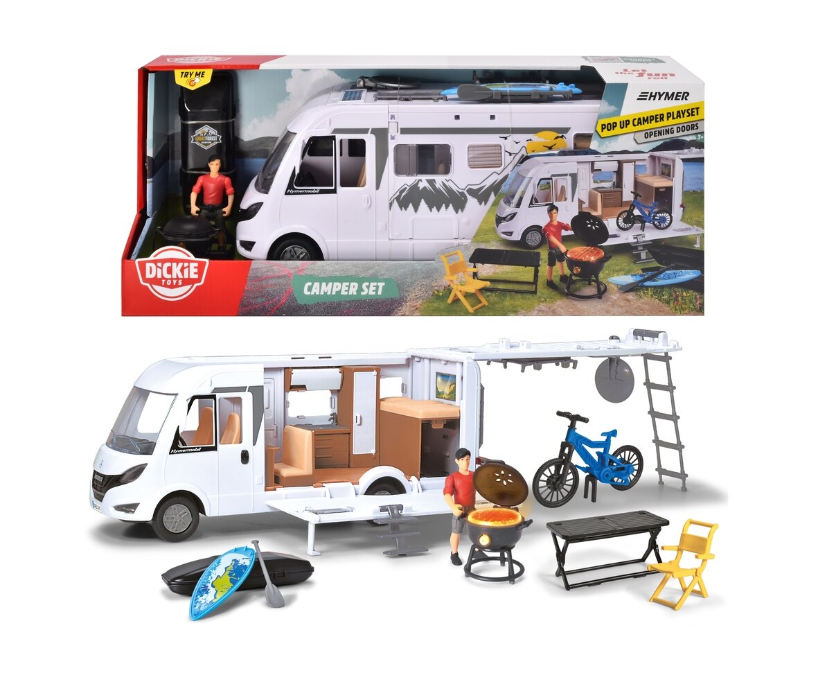 Dickie, Toys, Wohnmobil, Set, 203837021, Lieferwagen, Wohnwagen, Person, Stuhl, Fahrrad