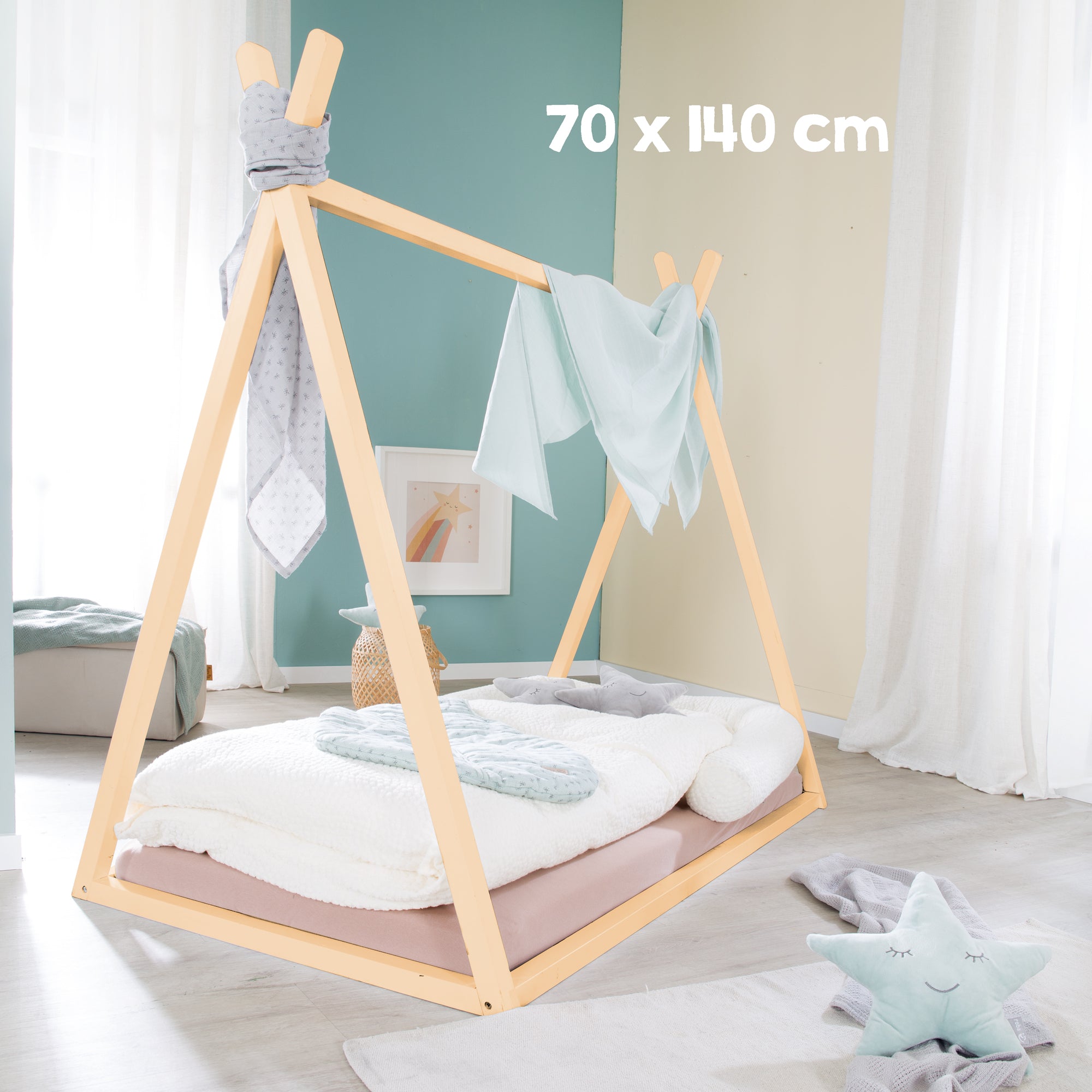 Roba 1062860BBZU Set Tipibett mit Matratze Bambus - Bild 6 Roba 1062860BBZU Set Tipibett mit Matratze Bambus - Produktbild 6