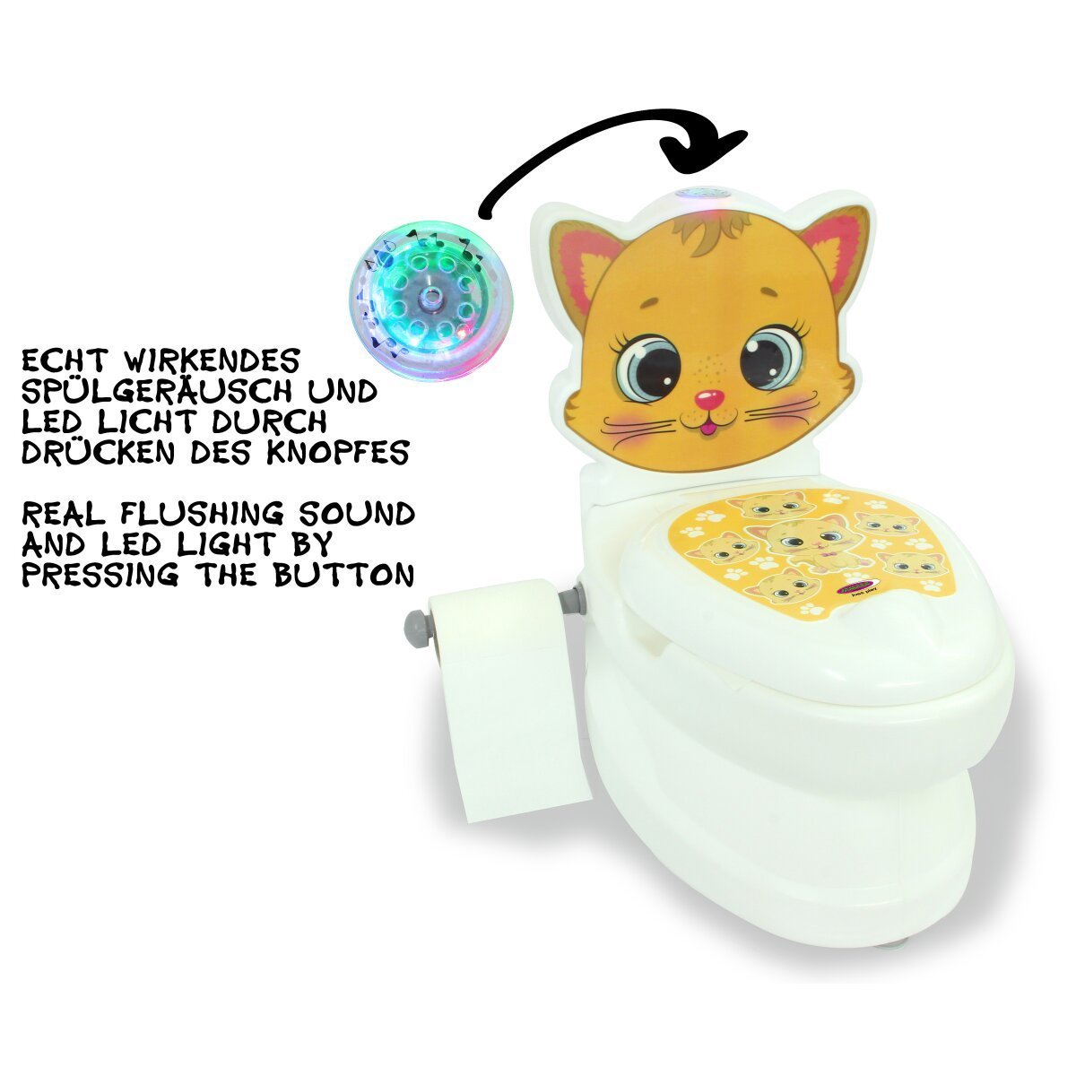 JAMARA Meine kleine Toilette Katze mit Spülsound und Toilettenpapierhalter ab 18 Monaten