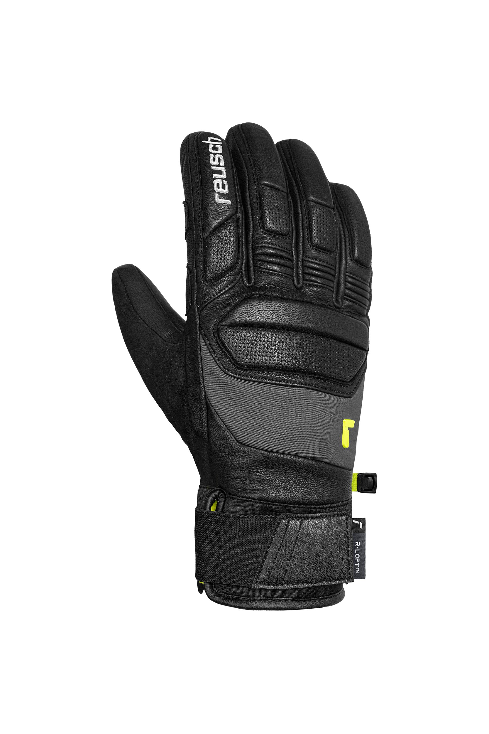 Reusch Profi SL Unisex Skihandschuh Schwarz/Granit/Gelb