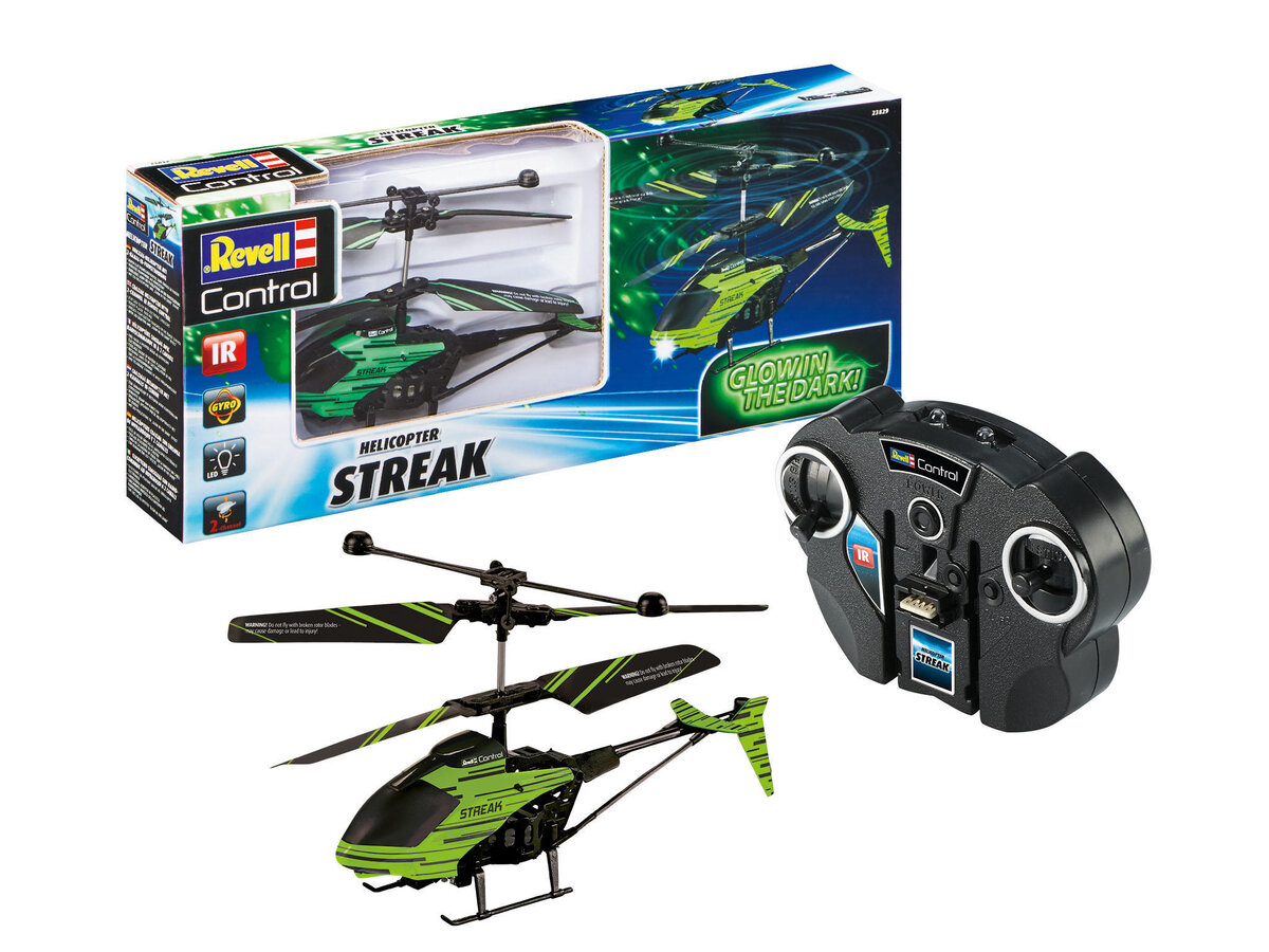 Revell 23829 RC Helikopter \Streak\" Glow in the dark Revell Control Ferngesteuerter Hubschrauber""" Revell, 23829, RC, Helikopter, \Streak\", Glow, in, the, dark, Revell, Control, Ferngesteuerter, Hubschrauber, Flugzeug, Hubschrauber, Fahrzeug, Kamera, Videokamera"""