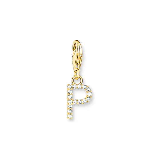 Thomas, Sabo, Anhänger, Charm-Club, Buchstabe, P, Vergoldet, Gelbgold, Zirkonia, Weiß, 1979-414-14, Zubehor, Ohrring, Schmuck