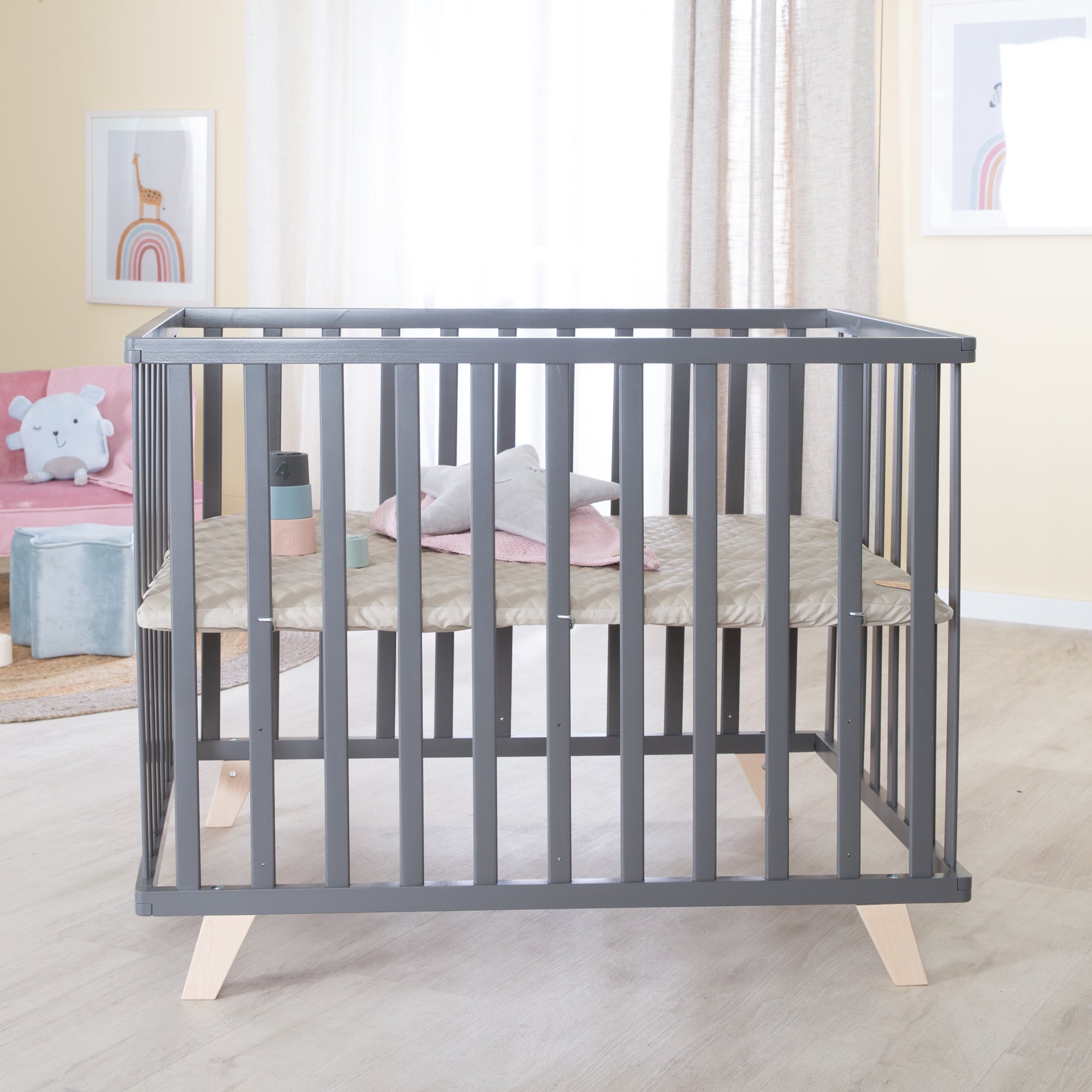 Roba 0242ANL245 Laufgitter 75x100 cm +Füße Greyish anthrazit - Bild 2 Roba 0242ANL245 Laufgitter 75x100 cm +Füße Greyish anthrazit - Produktbild 2