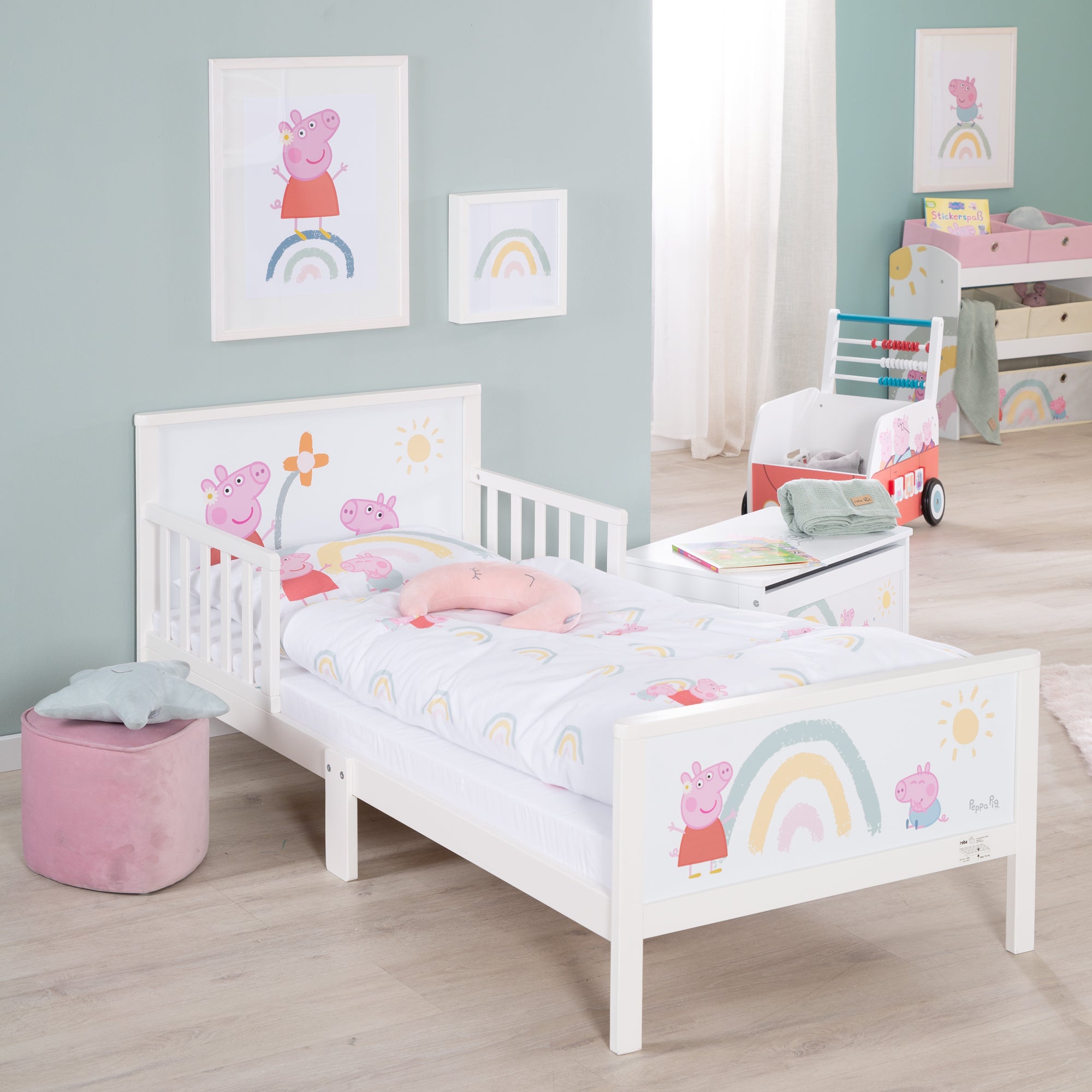 Roba 20330PP1 Komplettbett, 70x140 cm Peppa Pig weiß – Toddler Betten - Bild 7 Roba 20330PP1 Komplettbett, 70x140 cm Peppa Pig weiß – Toddler Betten - Produktbild 7