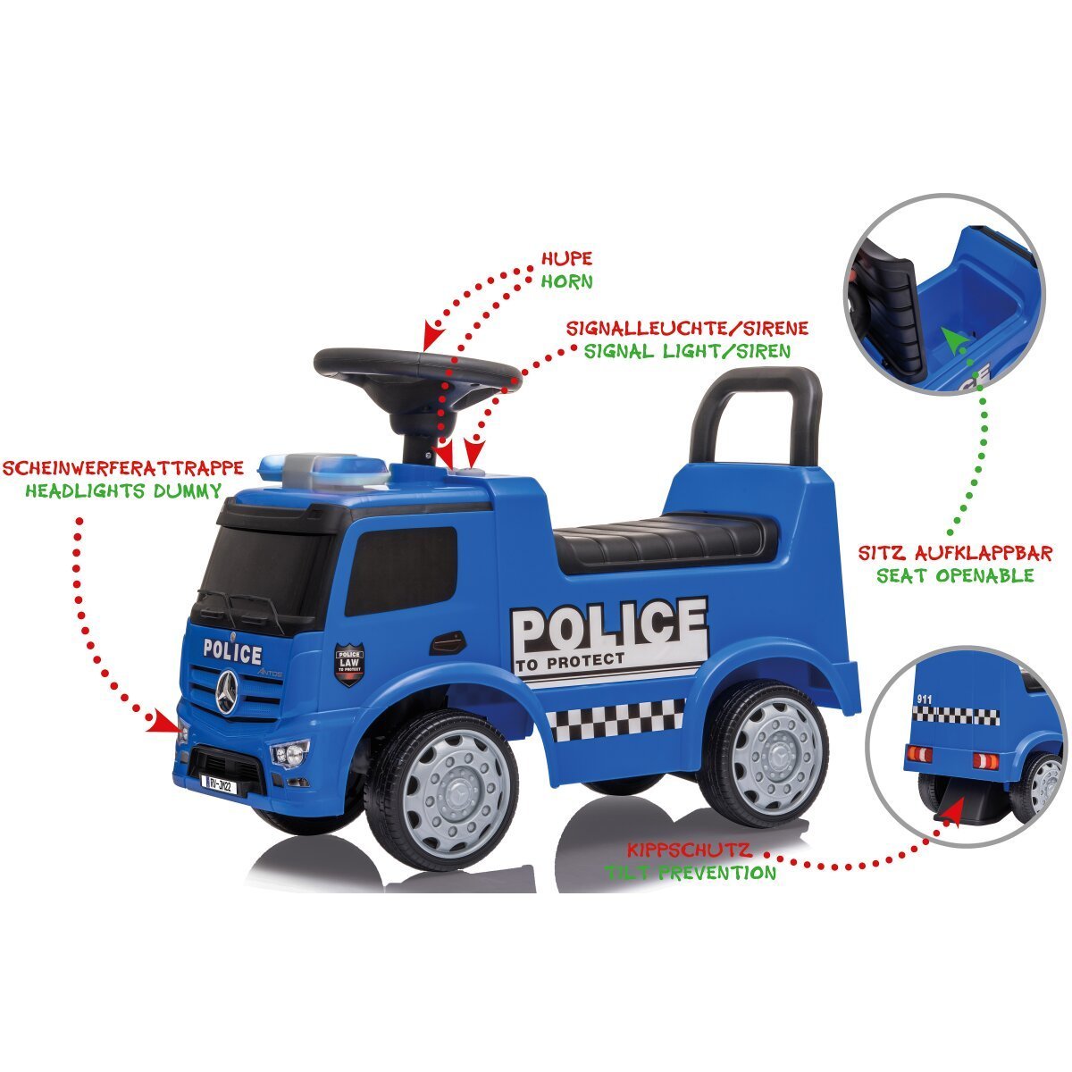 JAMARA Rutscher Mercedes-Benz Antos Polizei 2in1 ab 12 Monaten JAMARA Rutscher Mercedes-Benz Antos Polizei 2in1 ab 12 Monaten