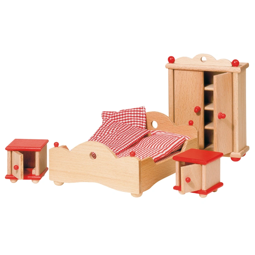 goki Puppenhausmöbel „Schlafzimmer“ - 4-teiliges Holz-Set, ab 3 Jahren goki Puppenhausmöbel „Schlafzimmer“ - 4-teiliges Holz-Set, ab 3 Jahren