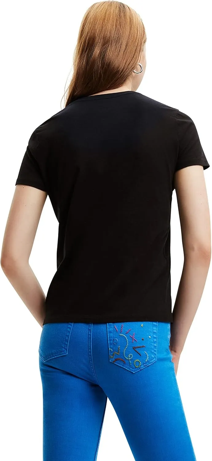 Desigual Damen T-Shirt - Schwarzes T-Shirt mit „VIVE“ Print 22WWTK172000 GR. XL Desigual Damen T-Shirt - Schwarzes T-Shirt mit „VIVE“ Print 22WWTK172000 GR. XL