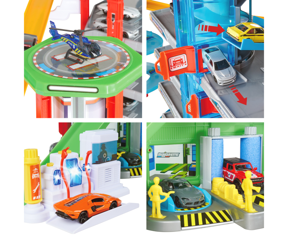 Majorette Super City Garage + 6 Vehicles