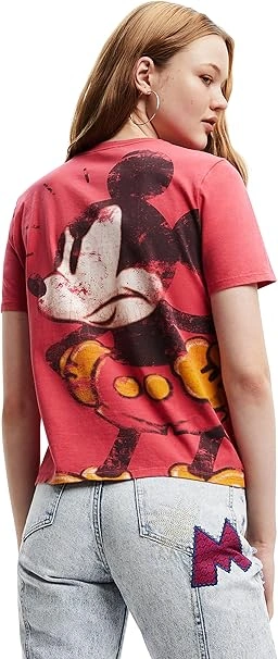 Desigual Damen T-Shirt - Rotes T-Shirt mit Mickey-Mouse-Print 22WWTK803000 GR. M Desigual Damen T-Shirt - Rotes T-Shirt mit Mickey-Mouse-Print 22WWTK803000 GR. M