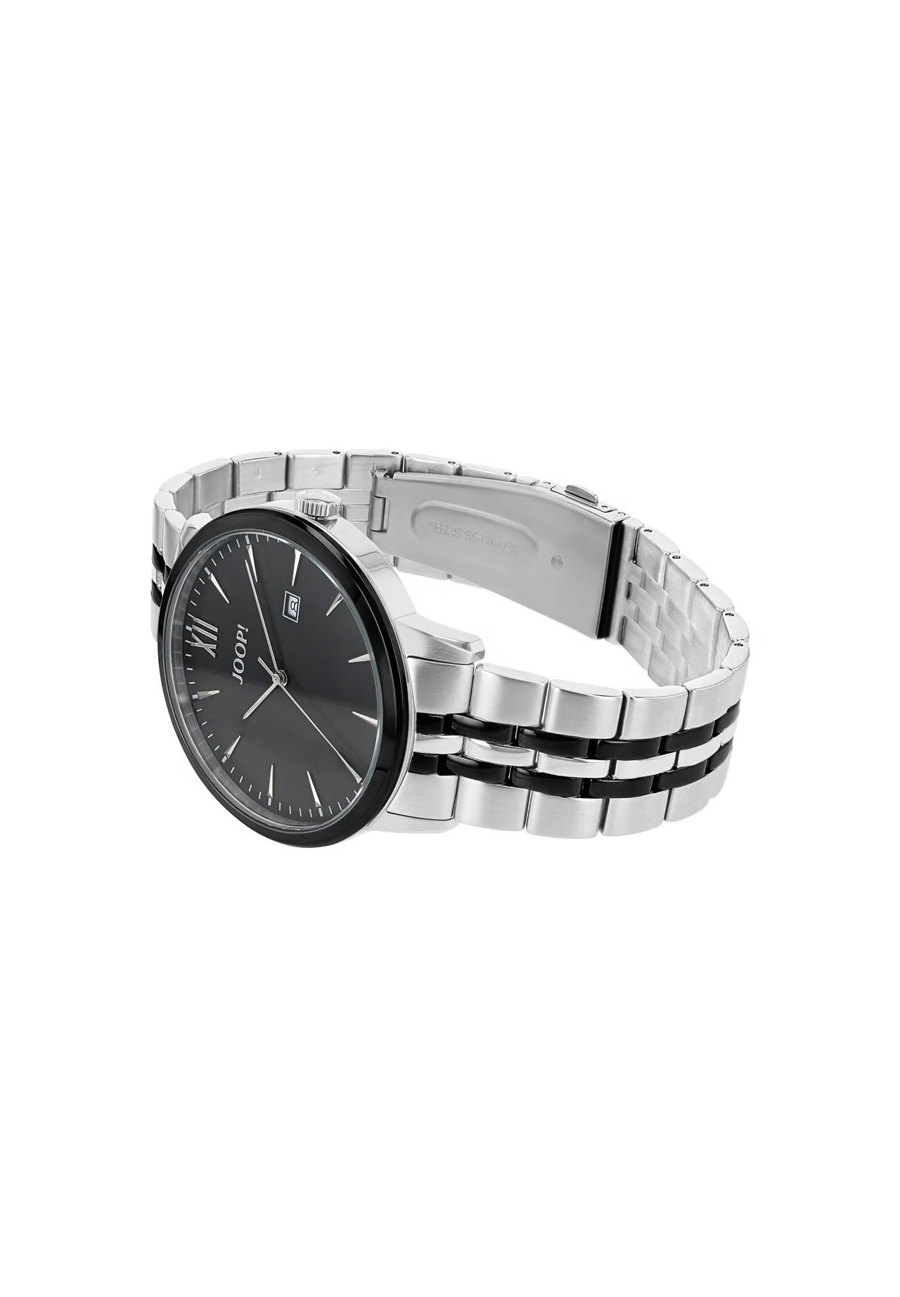 JOOP! Uhr - aus Edelstahl mit Teil-IP Black Beschichtung, graues Zifferblatt, Datumsanzeige, Ronda Swiss Made Uhrwerk, wasserdicht bis 10 bar, Herren