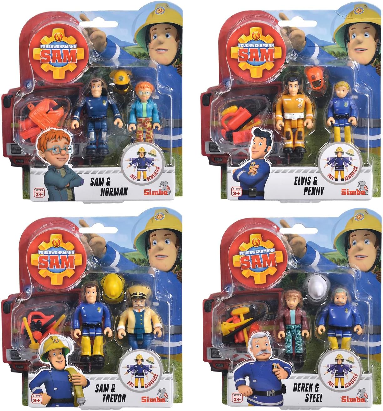 Feuerwehrmann Sam Figuren Doppelpack III, Elvis + Penny, 4-sortiert