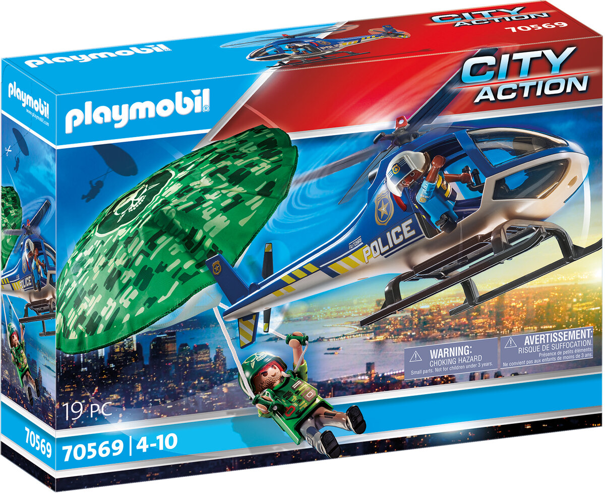 PLAYMOBIL, 70569, Polizei-Hubschrauber, Fallschirm-Verfolgung, Flugzeug, Hubschrauber, Fahrzeug, Person