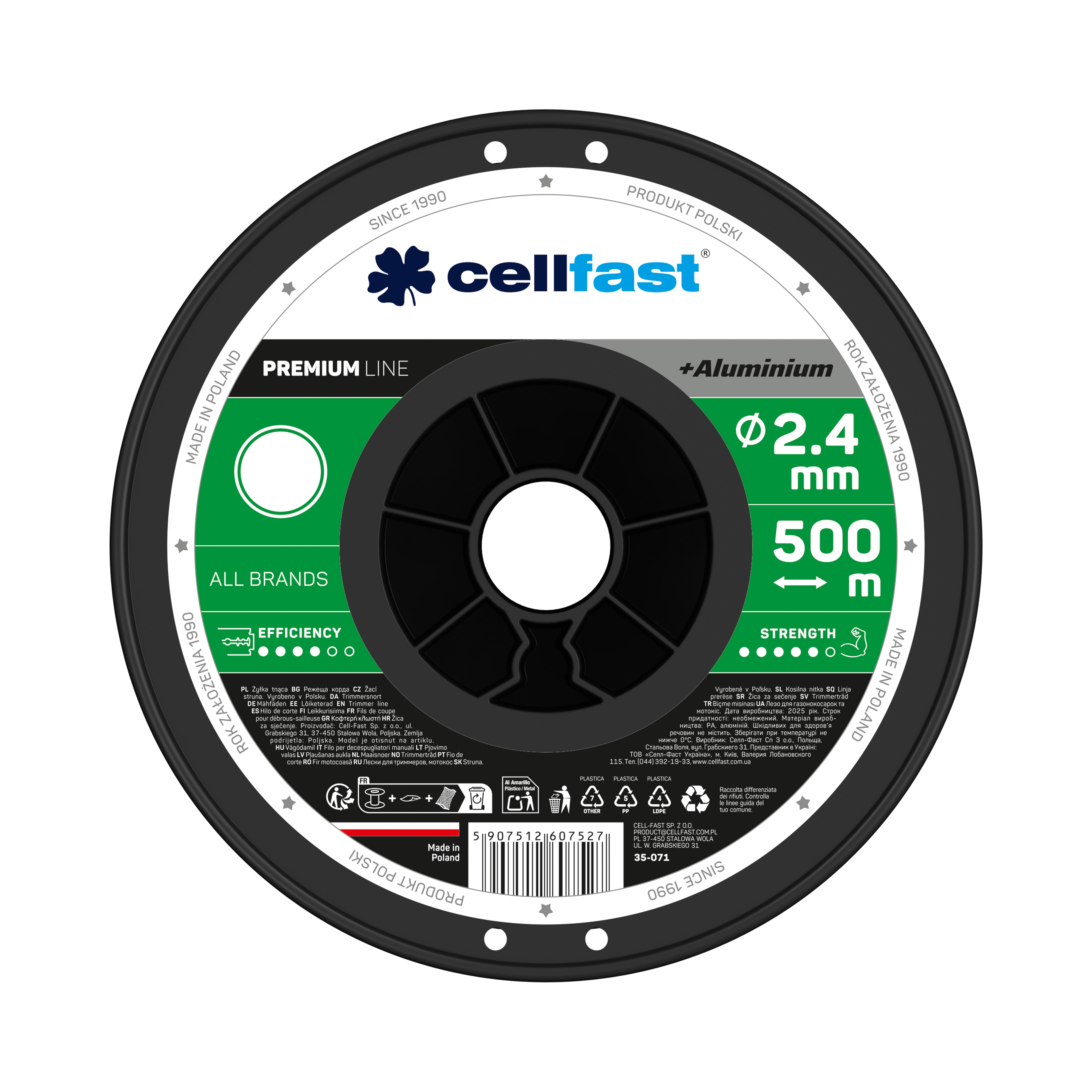 Cellfast PREMIUM Mähfäden auf Spule 2,4 mm x 500 m Rund