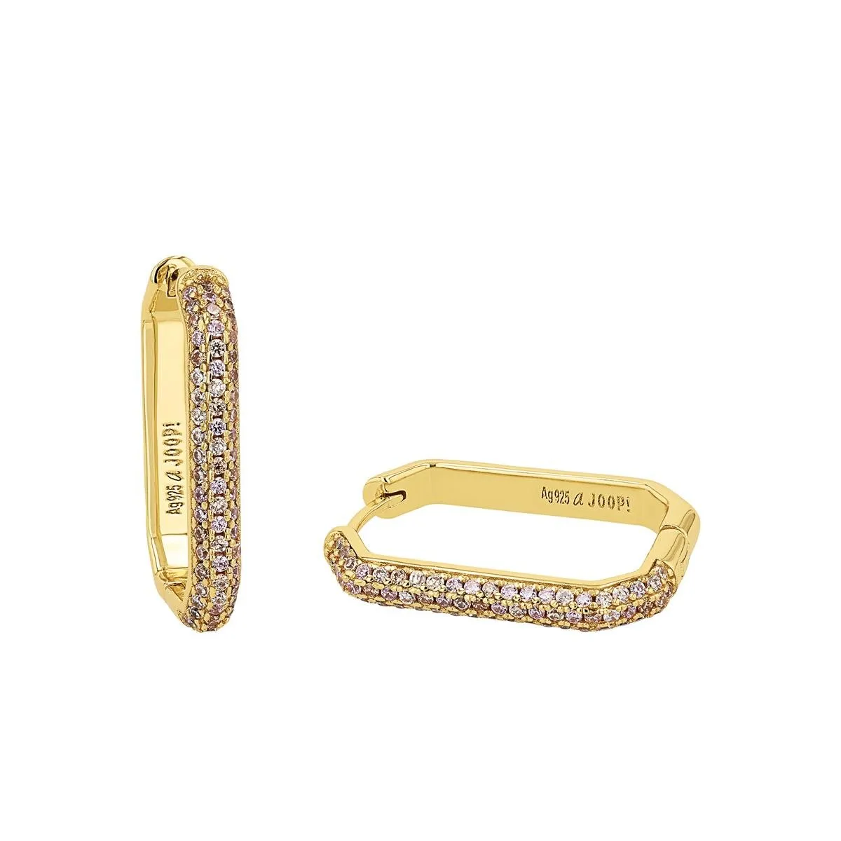 JOOP! Creolen - Damen-Ohrringe aus vergoldetem 925 Sterling Silber mit Zirkonia, Scharnier-Verschluss, 26,5 mm, goldfarben JOOP! Creolen - Damen-Ohrringe aus vergoldetem 925 Sterling Silber mit Zirkonia, Scharnier-Verschluss, 26,5 mm, goldfarben