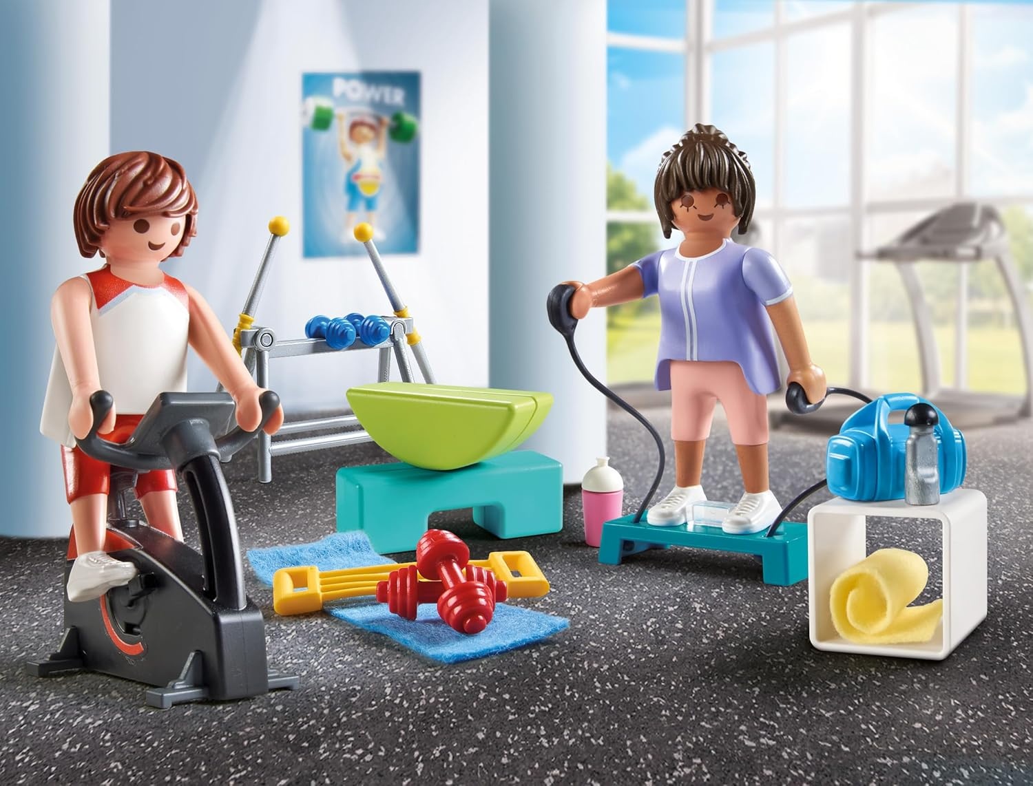 PLAYMOBIL 71806 - My Life: Fitnesstraining mit Heimtrainer & Zubehör Person