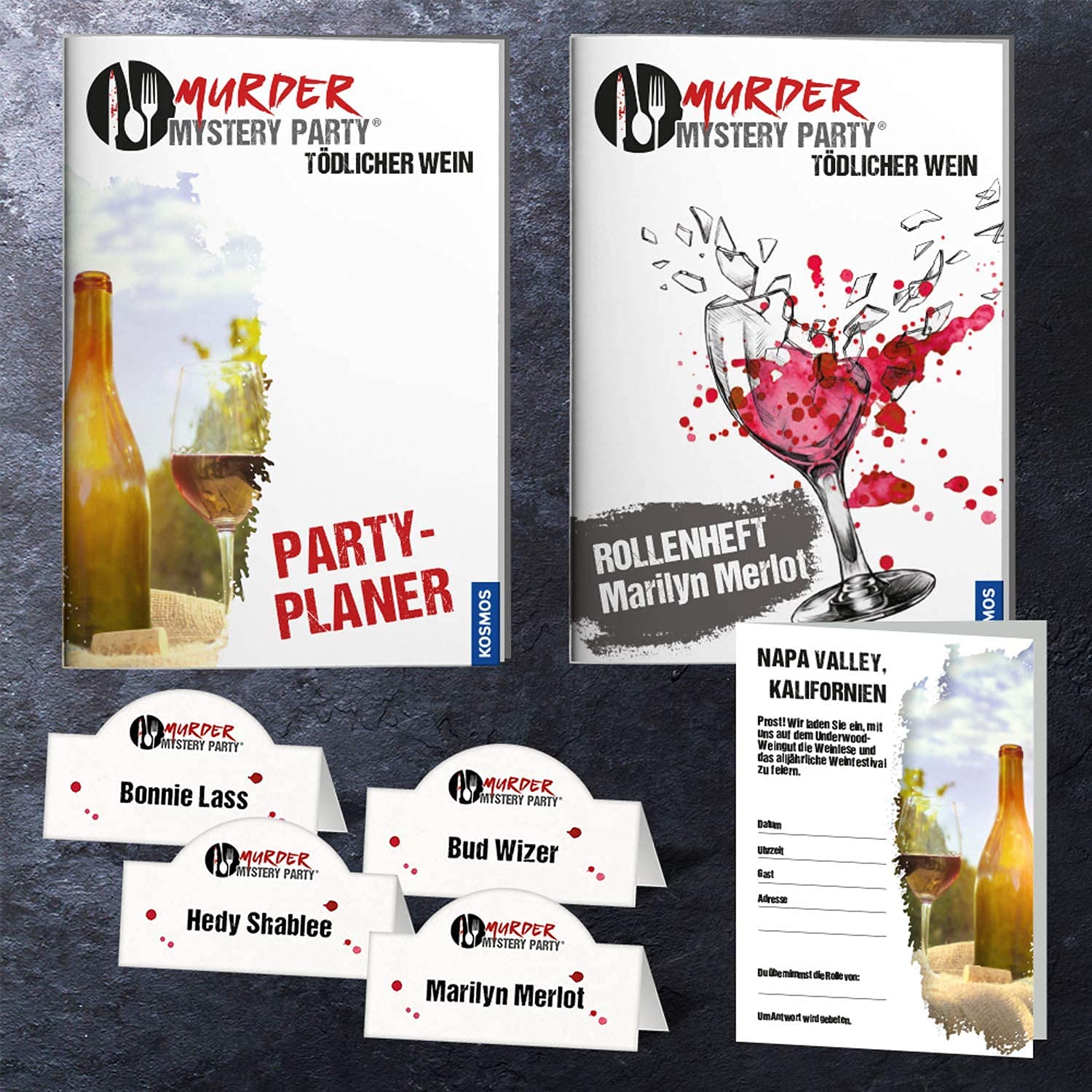 Kosmos Das Krimi Dinner Tödlicher Wein - Spannender Mordfall Für 6–8 Personen 695125 Werbung, Plakat