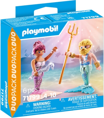 PLAYMOBIL 71799 - DuoPack: Meerjungfrau und Meermann mit Zepter & Dreizack Figur, Person, Puppe, Spielzeug