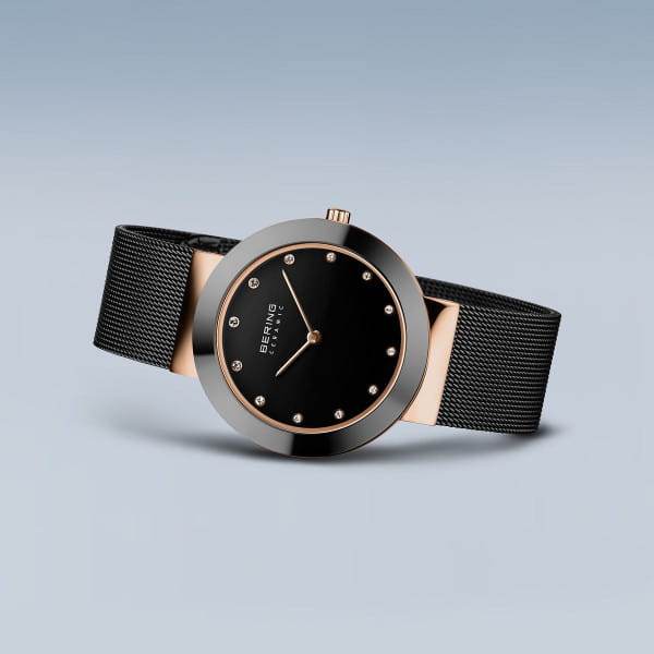 Bering 11435-166 Damenuhr, Milanaise/Keramik, Schwarz