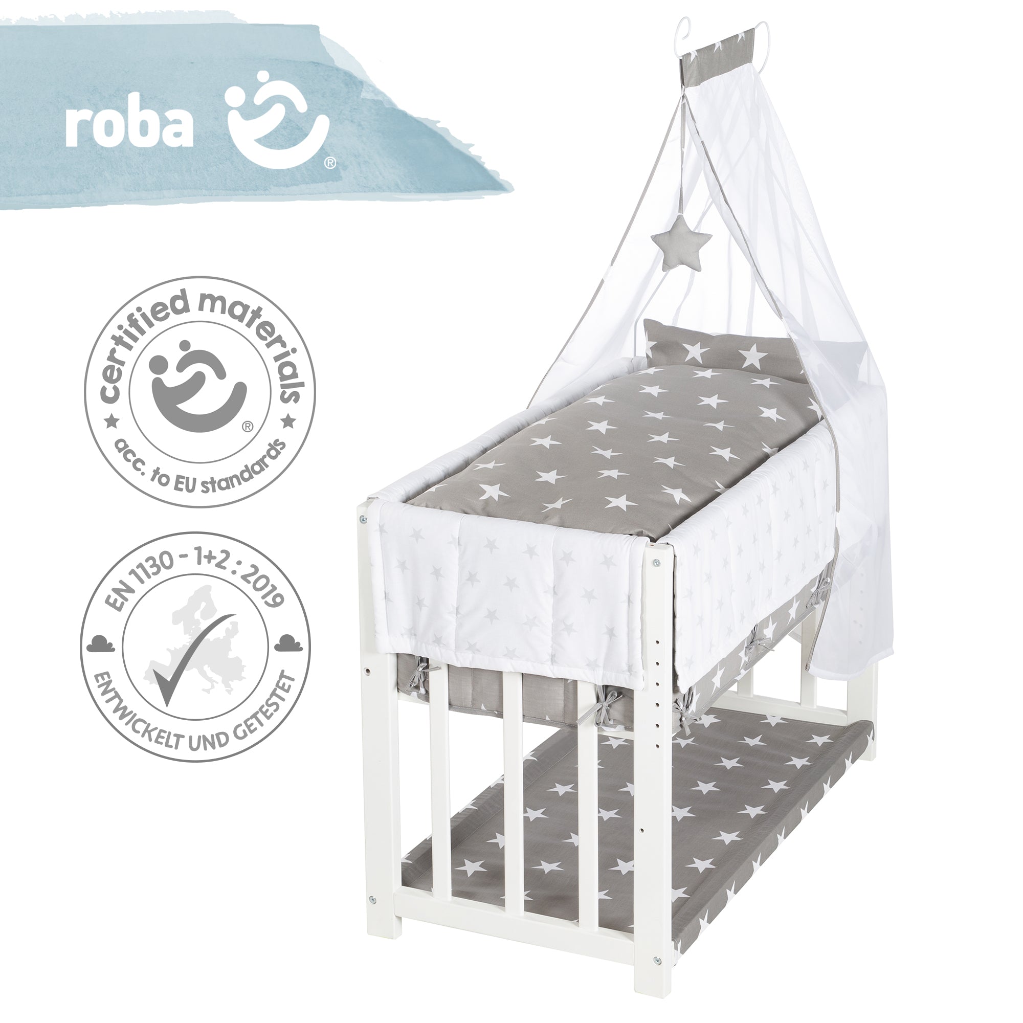 Roba 289153WEV190 Stubenbett 3in1 Little Stars weiß – Stubenbetten - Bild 6 Roba 289153WEV190 Stubenbett 3in1 Little Stars weiß – Stubenbetten - Produktbild 6