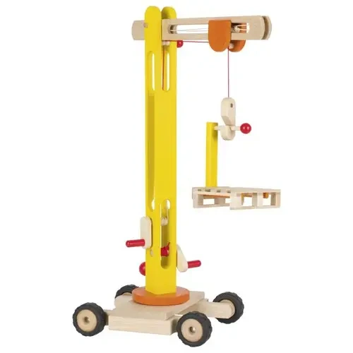 goki Drehkran aus Holz - 64 cm hoch, funktionales Baukran-Spielzeug ab 3 Jahren
