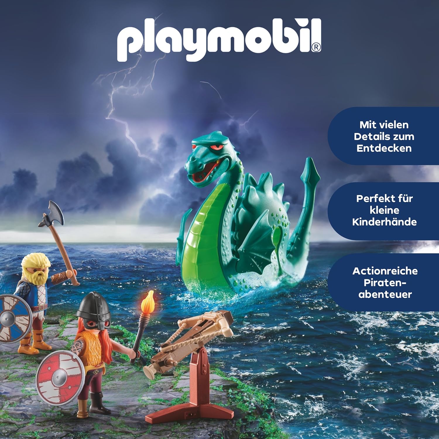 PLAYMOBIL 71830 Wikinger mit Seeungeheuer Werbung, Plakat, Axt, Natur, Meer